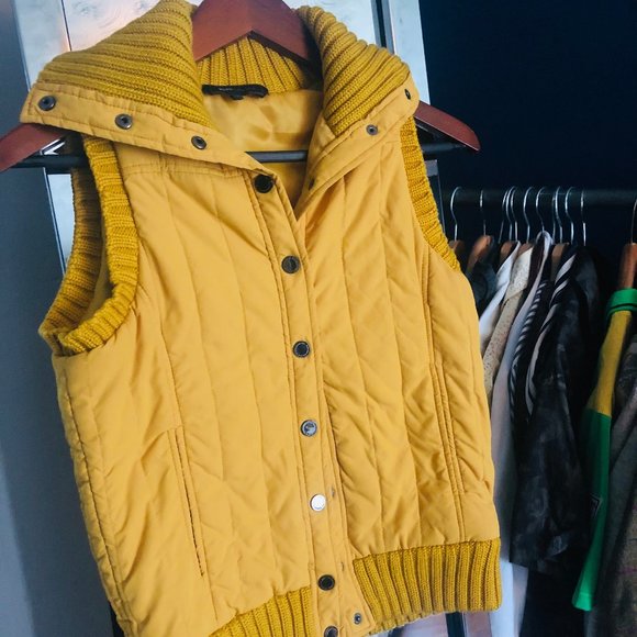 Golden Yellow Puffer Vest BCBGMAXAZRIA